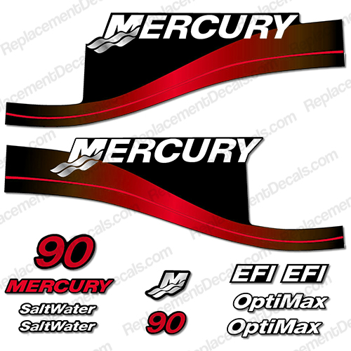 Mercury 90hp EFI/Optimax Decal Kit (Red) INCR10Aug2021