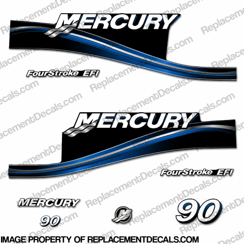 Mercury 90hp "Fourstroke EFI" Decals - 2005 (Blue) INCR10Aug2021