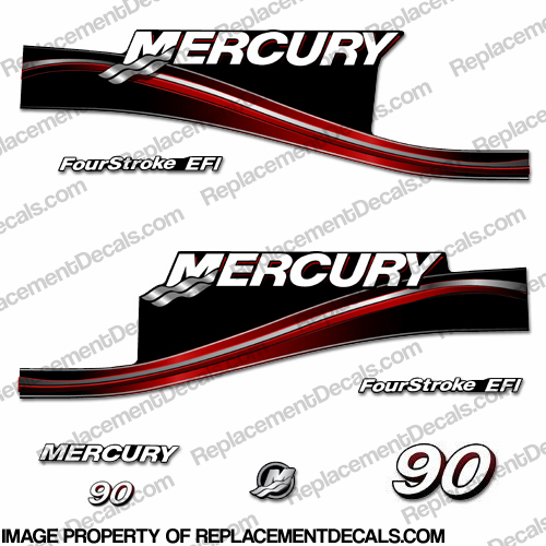 Mercury 90hp "Fourstroke EFI" Decals - 2005 (Red) INCR10Aug2021
