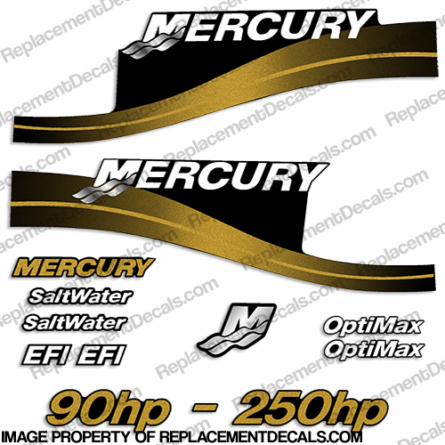 Mercury 90hp - 250hp Decals - Custom Color Gold INCR10Aug2021
