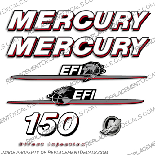 Mercury 150hp EFI Decal Kit  mercury, decals, efi, 150, 2007, 2008, boat, decal, outboard, kit, stickers, set, engine, motor