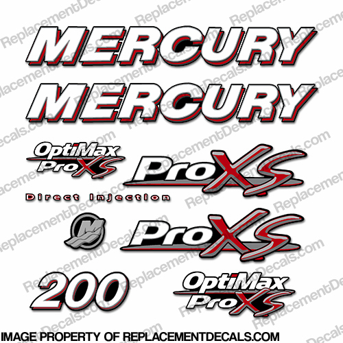 Mercury 200hp Optimax ProXS Decal Kit pro xs, optimax proxs, optimax pro xs, optimax pro-xs, pro-xs, 200 hp, INCR10Aug2021, pro, xs, proxs