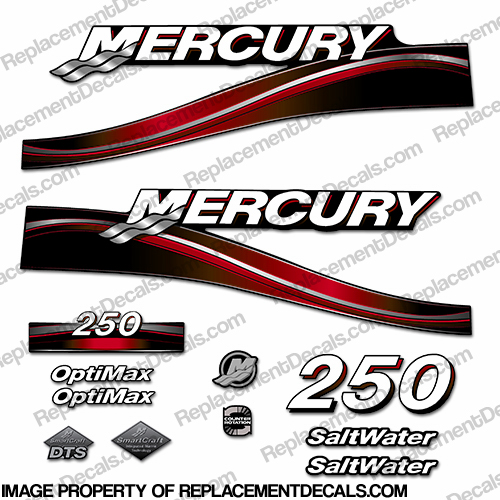 Mercury 250hp Optimax Decal Kit - 2005 (Red) INCR10Aug2021