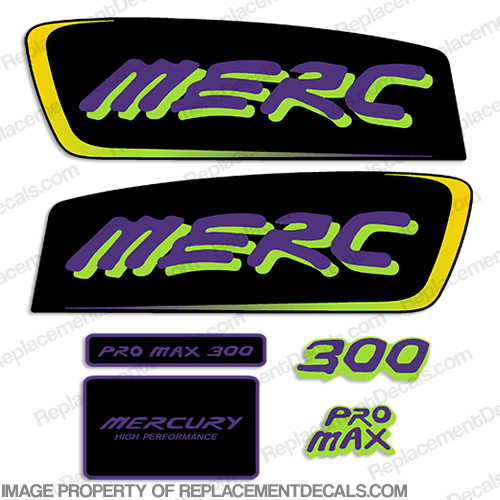 Mercury 300hp Pro Max Decal Kit (Purple/Lime) pro. max, pro max, pro-max, promax, INCR10Aug2021