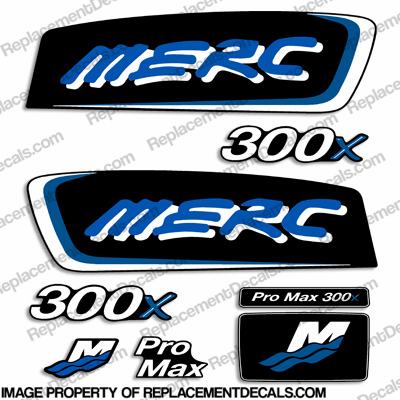 Mercury 300x ProMax Decals - Blue/White pro. max, pro max, pro-max, INCR10Aug2021