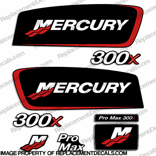 Mercury 300x ProMax Decals - Red pro. max, pro max, pro-max, INCR10Aug2021