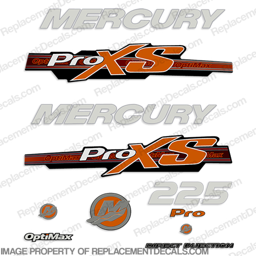 Mercury 225hp ProXS Decal Kit - Orange pro xs, optimax proxs, optimax pro xs, optimax pro-xs, pro-xs, 225 hp, INCR10Aug2021