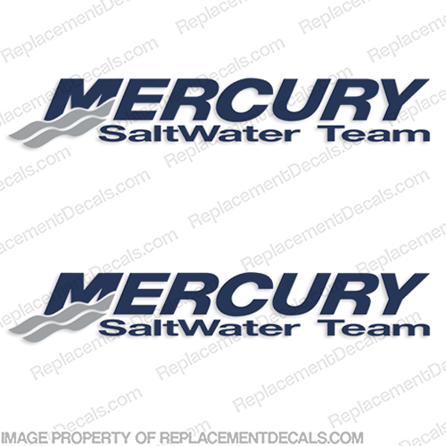 "Mercury Saltwater Team" Logo Decals (Set of 2)  salt, water, salt-water, INCR10Aug2021