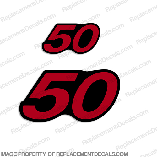 Mercury Single "50" Decal - Red (Set of 2) INCR10Aug2021