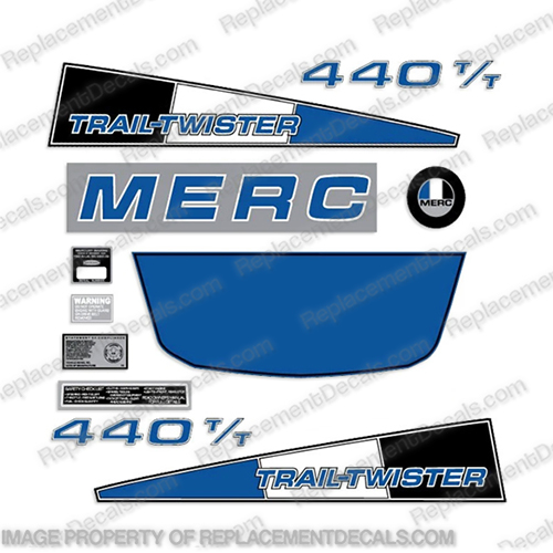 Mercury 440 Trail Twister Decal Kit - Blue  1975, mercury, decals, trail, twister, 440, tt, merc, snowmobile, 1975, stickers, decal