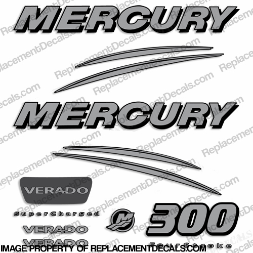 Mercury Verado 300hp Decal Kit - Custom Silver INCR10Aug2021