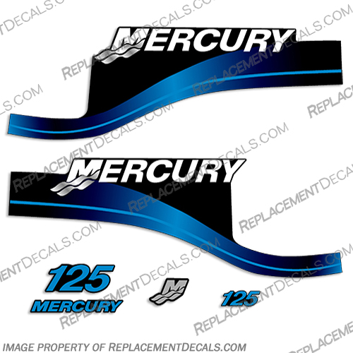 Mercury 125hp ELPTO Decal Kit (Blue) 1999-2004 mercury, merc, 125, elpto, blue, outboard, engine, motor, decal, sticker, kit, set, 125hp, 125 hp, 1999, 2000, 2001, 2002, 2003, 2004 