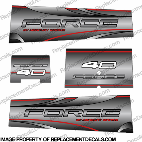 Mercury Marine Force 40hp Decals - Silver INCR10Aug2021