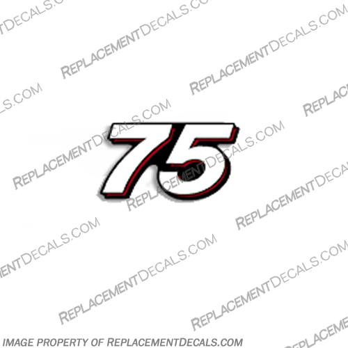 Mercury Single 75 Decal  mercury, outboard, motor, 75, hp, engine, number, decal, 2005, 2006, 2007, 2008, 2009, 2010, 2011, 2012