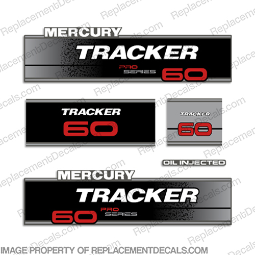 Mercury Tracker 60hp Pro Series Engine Decal kit  1994 1995 1996 1997 1998  INCR10Aug2021
