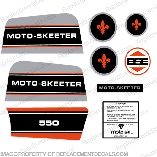 MotoSki Moto-Skeeter 550 Mini Bike Decal Kit (1970s) moto skeeter, moto, skeeter, 71, 72, INCR10Aug2021