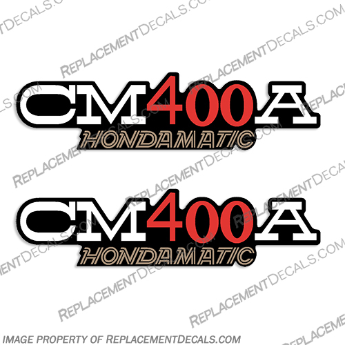  Honda CM400A Hondamatic Side Cowl Decals RED (Set of 2) - 1979 1980 1981 honda, decals, sl100, motorcycle, gas, tank, stickers, 1972, 1979, 1980, 1981, 1982, CM400A, CM, 400, 400A, Hondamatic, Side, Cowl, Side Cowl, Cowls, red,
