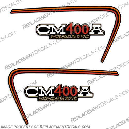 Honda CM400A Hondamatic FULL Side Cowl Decals RED (Set of 2) - 1979 1980 1981 honda, decals, sl100, motorcycle, gas, tank, stickers, 1972, 1979, 1980, 1981, 1982, CM400A, CM, 400, 400A, Hondamatic, Side, Cowl, Side Cowl, Cowls, red, full,