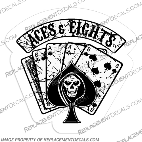 Harley Davidson Aces and Eights Deadmans Hand Decal Harley, Davidson, Harley Davidson, harley-davidson, aces, and, eights, deadmans, hands, dead, mans, fuel, tank, engine, motor, decal, sticker