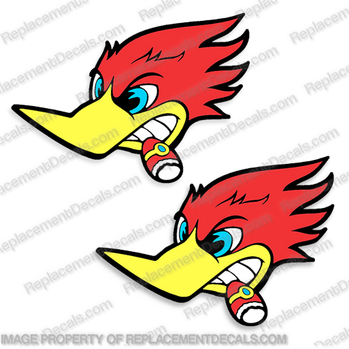 Woody Woodpecker with a Cigar Decals - Set of 2  Woody, Woodpecker, Cigar, Decals, decal, sticker, stickers, honda, racing, ama, 
