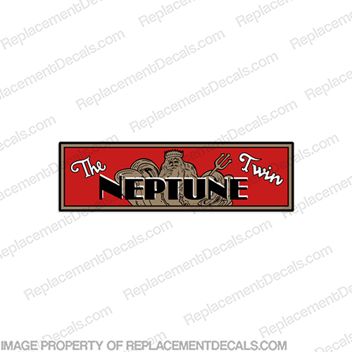 Neptune "The Twin" Outboard Engine Decal - Gold / Red Neptune, Boat, outboard, motor, engine, decal, sticker, kit, set, INCR10Aug2021