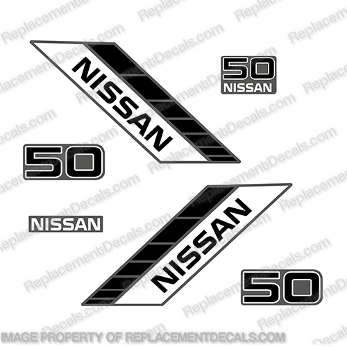 Nissan 50hp Decal Kit - 1990s  nissan, 50, 1990, 50hp, outboard, decal, sticker, kit, set, 50, hp, INCR10Aug2021
