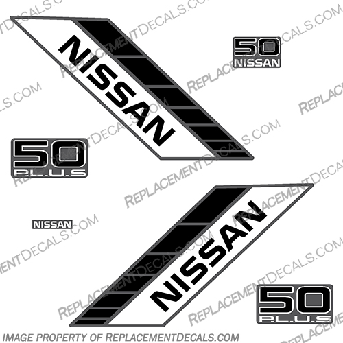 Nissan 50hp PLUS Decal Kit - 1990s  nissan, 50, 1990, 50hp, outboard, decal, sticker, kit, set, 50, hp, PLUS, P.L.U.S.,