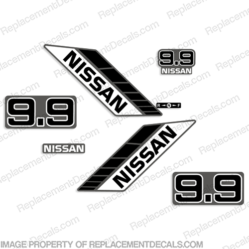 Nissan 9.9hp Decal Kit - 1990s  nissan, 9.9, 1990, 9hp, outboard, decal, sticker, kit, set, 9.9, hp, 9, 10, 10hp, INCR10Aug2021