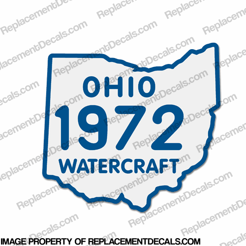 Vintage Ohio 1972 Watercraft Registration Decal INCR10Aug2021