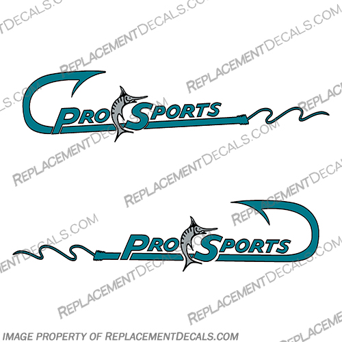 Pro Sports with Hook Boat Logo Decals (Set of 2) - Any Color! Prosport, prosports, pro, sport, sports, Decal, Decals, Kit, Any Color, Custom Color,