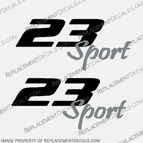 Pro-Line 23 Sport Boat Decals Black / Grey - Set of 2 proline, pro, line, pro-line, boats, 23, sport, boat, cabin, lettering, decal, sticker, kit, set, decals, of, 2, black, grey, gray,