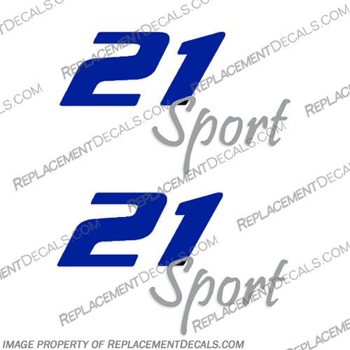 Pro-Line 21 Sport Boat Decals Sapphire Blue / Grey - Set of 2 proline, pro, line, pro-line, boats, 21, sport, boat, cabin, lettering, decal, sticker, kit, set, decals, of, 2, sapphire, grey, gray,