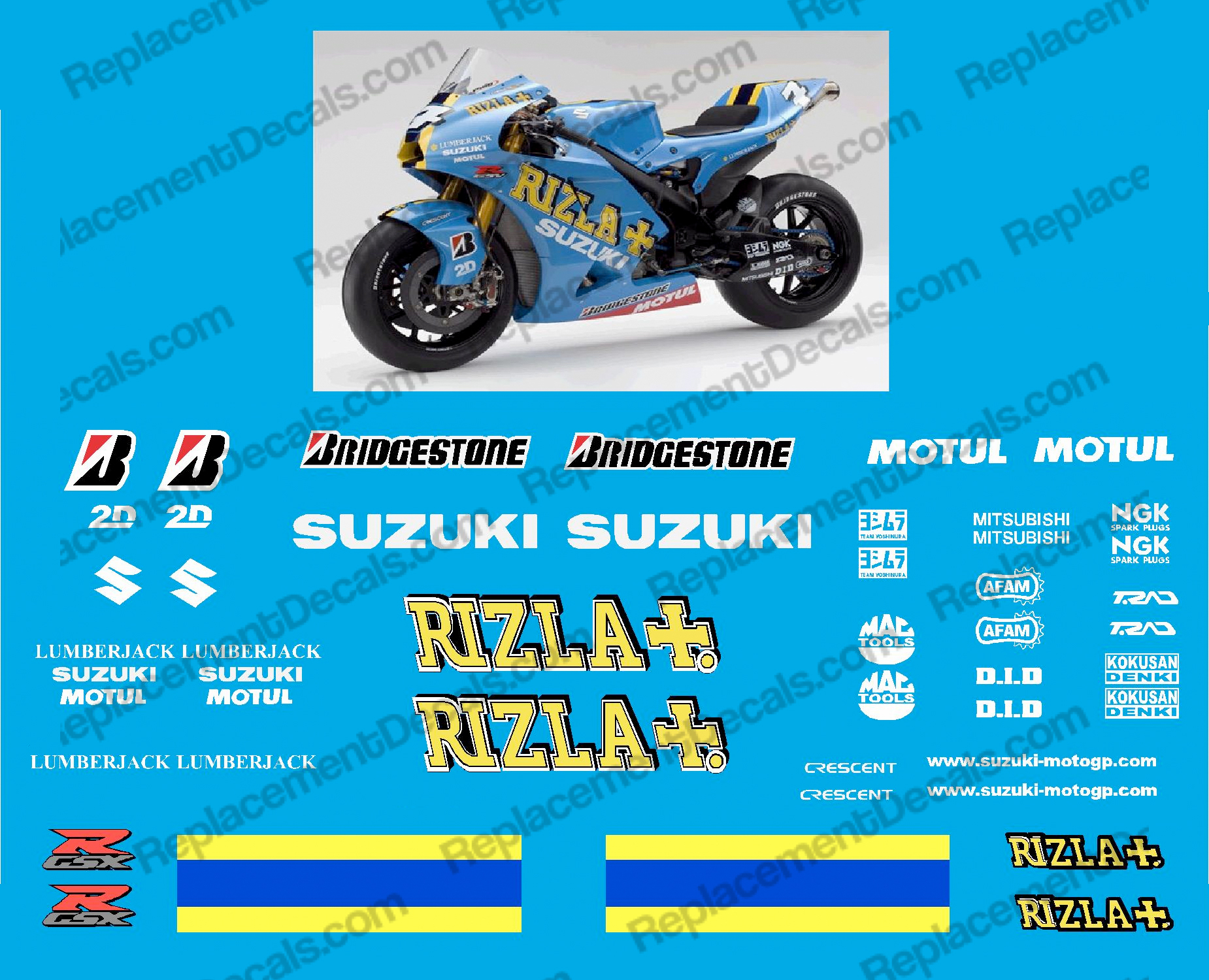 kit autocollant stickers compatible gsxr 600 750 1000 rizla motorrad gp 2006 