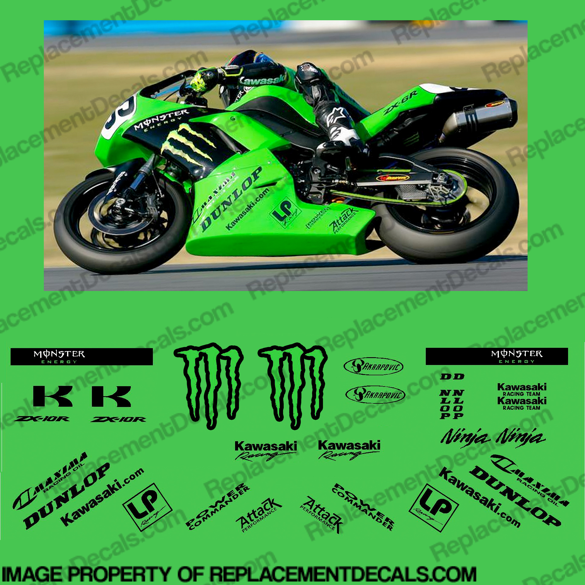 #p554  Zx6 ZX6R Decal Paint Sticker Kit Fully Laminated 13pcs 
