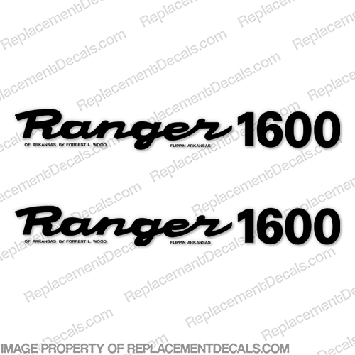 Ranger 1600 Decals (Set of 2) - Any Color!  ranger, r, 1600, v, boat, logo, marking, tag, model, sport, decals,decal, sticker, stickers, kit, set, INCR10Aug2021
