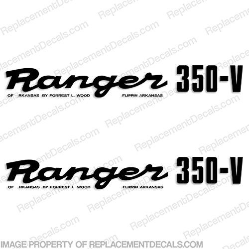 Ranger 350-V Early 1980s Decals (Set of 2) - Any Color! ranger 350v, 350 v, 1980, 80, 81, 82, 83, 84, 85, 86, 87, 88, 89, boat, decal, sticker, boats, 80s, INCR10Aug2021