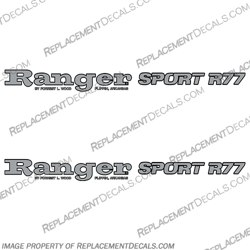Ranger Sport R77 Decals (Set of 2) ranger, sport, 77, r77, R77, early, 90s, decals, stickers, logos, boat, outboard, 1990, 1991, 1992, 1993, 1994, 1995