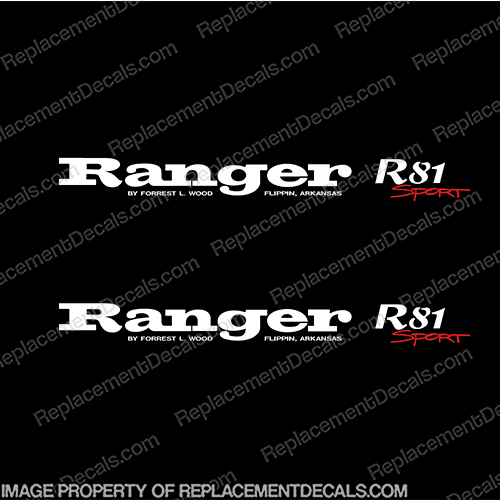 Ranger R81 Sport Decals (Set of 2) ranger, r, 93, 83, 91, boat, logo, marking, tag, model, sport, decals,decal, sticker, stickers, kit, set, r, 81, r 81, r-81, sport, INCR10Aug2021