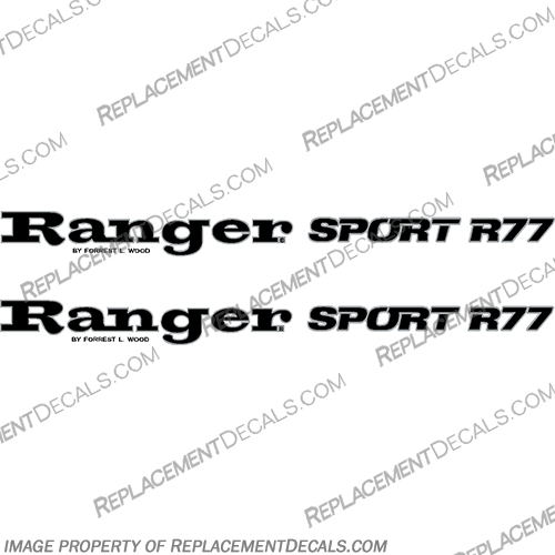 Ranger Sport R77 Boat Decals Late 90s (Set of 2) - 2 Color!  ranger, sport, r77, r, R, 77, R77, boat, decals, late, 90s, 90s, set, of, 2, two, 2color, 2 color, stickers, logos, outboard, 1995, 1996, 1997, 1998, 1999, 