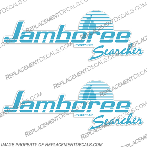 Jamboree Searcher by Fleetwood RV Logo Decals (Set of 2) - Any Color  rv, decals, fleetwood, jamboree, style, 2, 1, any, color, motorhome, camper, stickers, decal, searcher, set, of, 2, two, decal, kit, motorhome, travel, 