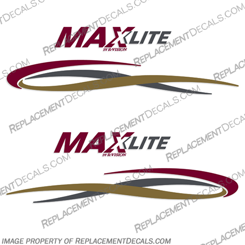 Max-Lite by R-Vision RV Decals w/ Stripes max, lite, max-lite, lte, maxx, by, rv, R, vision, r-vision, decals, set, stickers, camper, motorhome, travel, full, kit, stripes, 