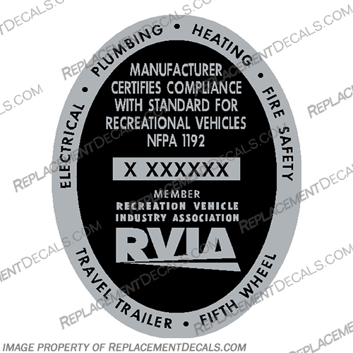 RVIA Member Recreation Vehicle Fifth Wheel Label Silver RV Decal rv, decals, streamline, imperial, crest, vintage, camper, travel, trailer, rvia, 5th, fifth, wheel, 