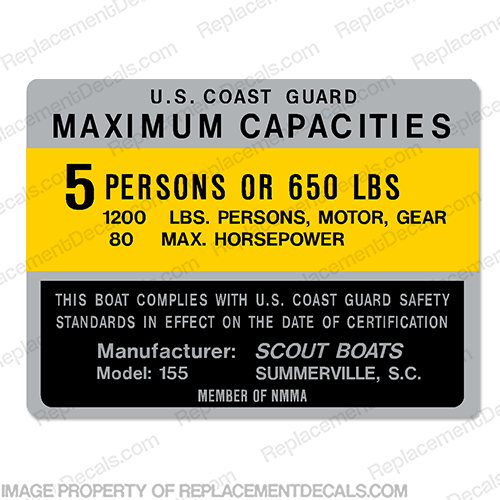 Scout 155 Capacity Decal - 5 Person INCR10Aug2021