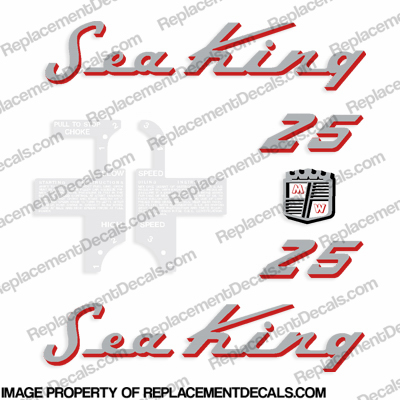 Sea King 1957 25HP Decals - Silver/Red INCR10Aug2021