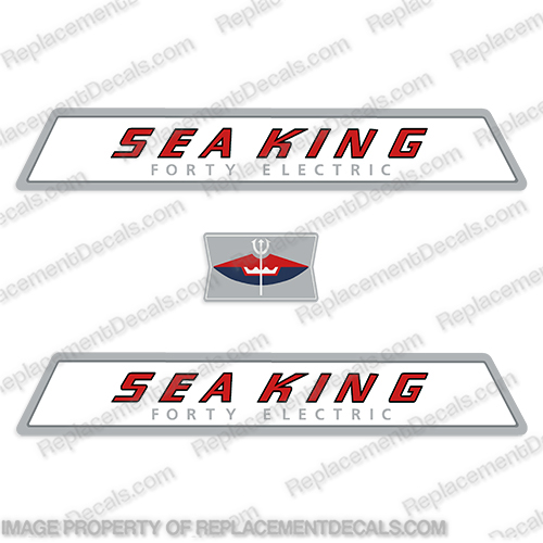 Sea King Vintage 40 HP Decals  sea, king, decals, 40, hp, vintage, outboard, motor, stickers, seaking, 1960, 1961, 1962, sea, king, decals, 5, hp, five, 5hp, seaking, outboard, motor, engine, decal, kit, set, 1961, 1962