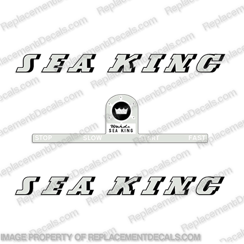 Sea King Vintage 1947-1952 5HP Decals - Black / White sea, king, decals,5, hp, 1947, vintage, outboard, motor, stickers, seaking, 1945, 1946, 1947, 1948, 1949, 1950, 1951, 1952