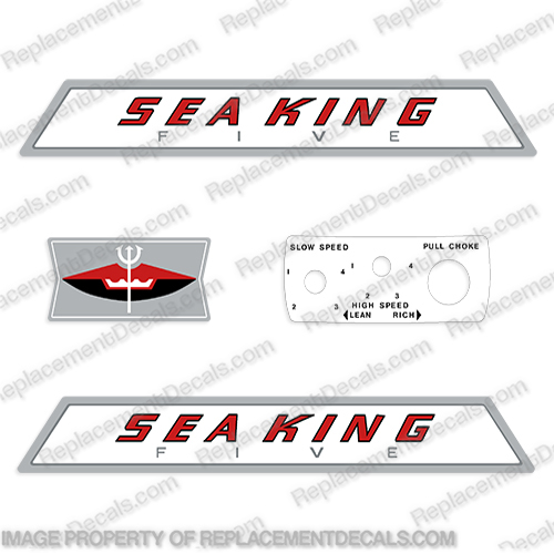 Sea King 1961 5HP Decals sea, king, decals, 5, hp, five, 5hp, seaking, outboard, motor, engine, decal, kit, set, 1961, 1962