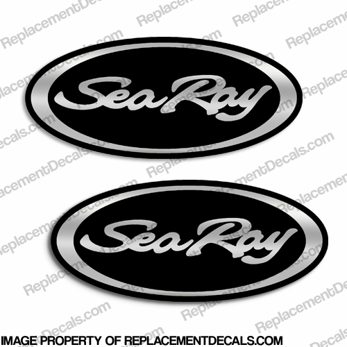 Sea Ray Boat Oval Decals - Black and Chrome INCR10Aug2021