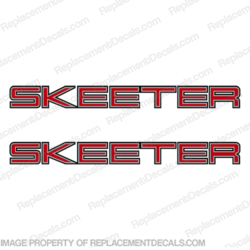 Skeeter Boat Logo Decals - Silver/Red/Black (White/Red/Black version listed separately) - Set of 2 Decals skeeter, boats, boat, logo, decal, sticker, kit, set, zx, 190, INCR10Aug2021