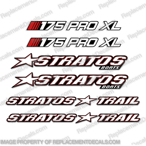 Stratos Boats 175 Pro XL Decal Package stratos, boat, decal, package, 175, pro, xl, kit, sticker, logos, trail, stratos, boats, sticker, set